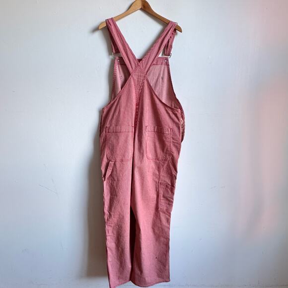 RAG & BONE / JEAN Red Striped Cotton-blend Twill Overalls - Picture 5 of 9